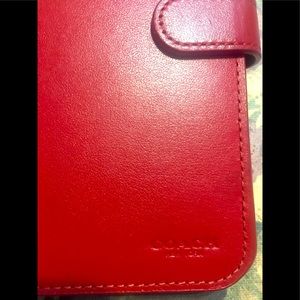 COACH red leather wallet for 6S Plus IPhone